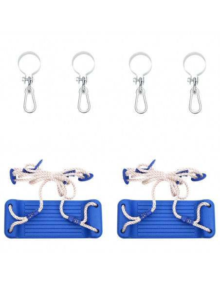 Seggiolini per Altalena con Corde 2 pz Blu 38x16 cm PE