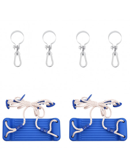 Seggiolini per Altalena con Corde 2 pz Blu 38x16 cm PE