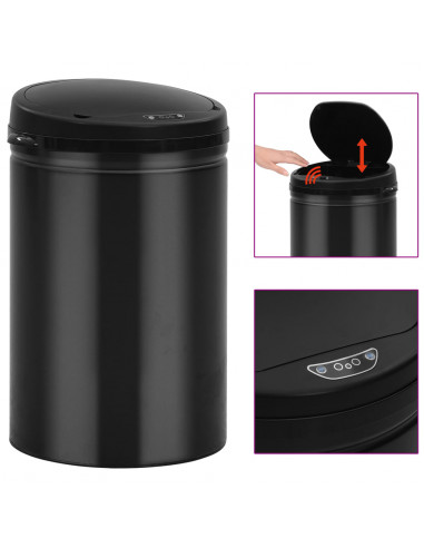 Pattumiera Automatica con Sensore 30 L Acciaio al Carbonio Nero