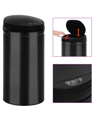 Pattumiera Automatica con Sensore 50 L Acciaio al Carbonio Nero