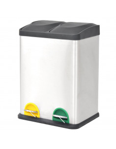Pattumiera a Pedale per Riciclo in Acciaio Inossidabile 36 L 2
