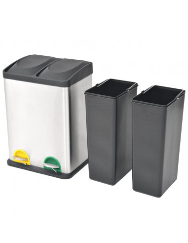 Pattumiera a Pedale per Riciclo in Acciaio Inossidabile 36 L