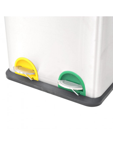 Pattumiera a Pedale per Riciclo in Acciaio Inossidabile 36 L