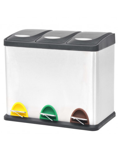 Pattumiera a Pedale per Riciclo in Acciaio Inossidabile 24 L