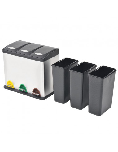 Pattumiera a Pedale per Riciclo in Acciaio Inossidabile 24 L