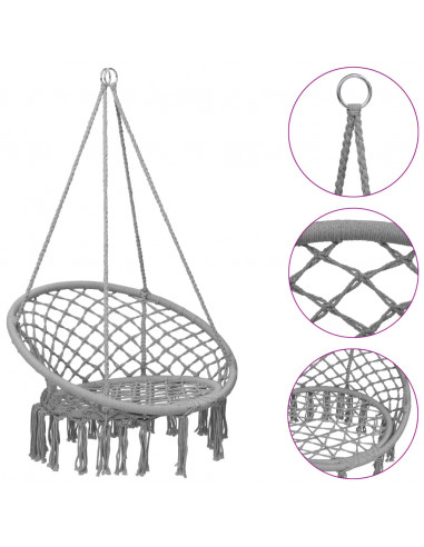 Sedia a Dondolo in Stile Amaca 80 cm Grigio