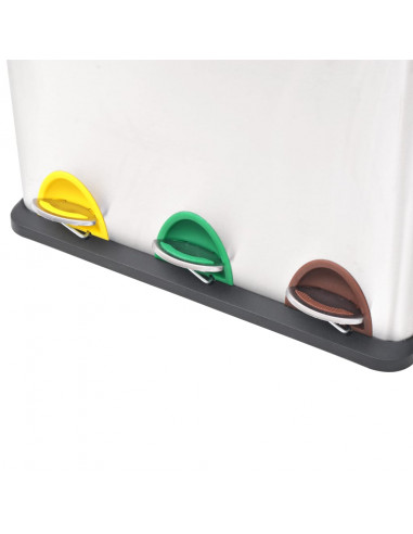 Pattumiera a Pedale per Riciclo in Acciaio Inossidabile 24 L