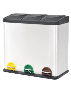 Pattumiera a Pedale per Riciclo in Acciaio Inossidabile 54 L 2