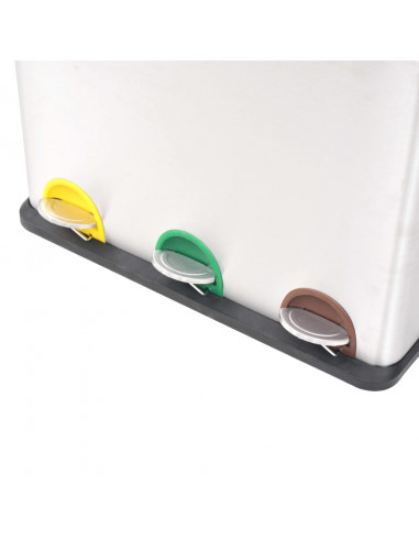 Pattumiera a Pedale per Riciclo in Acciaio Inossidabile 54 L