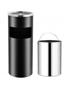 Pattumiera con Posacenere da Albergo 30 L Acciaio Nero 2