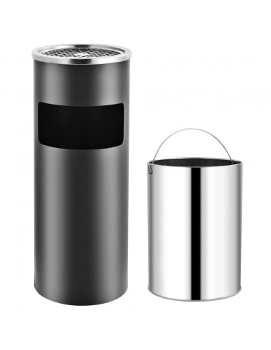 Pattumiera con Posacenere da Albergo 30 L Acciaio Grigio