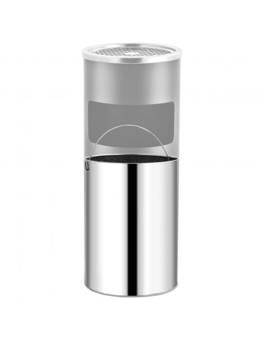 Pattumiera con Posacenere da Albergo 30 L Acciaio Grigio