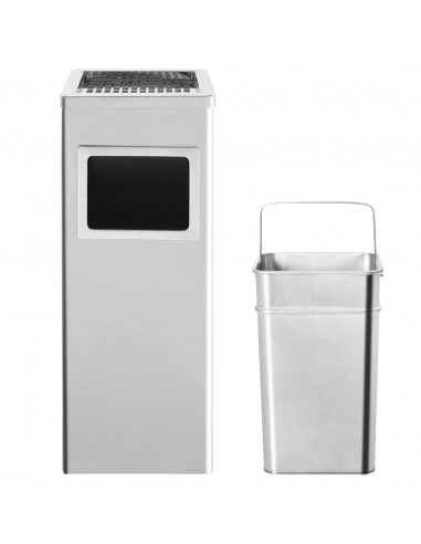 Pattumiera con Posacenere da Albergo 36 L Acciaio Inox