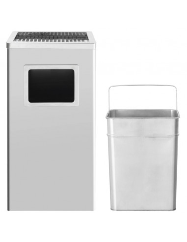 Pattumiera con Posacenere da Albergo 45 L Acciaio Inox