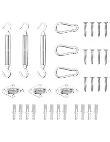 Set Accessori per Vela Parasole 9 pz in Acciaio Inossidabile