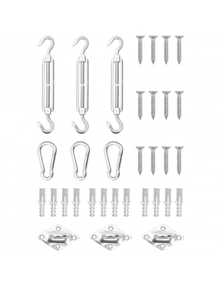 Set Accessori per Vela Parasole 9 pz in Acciaio Inossidabile