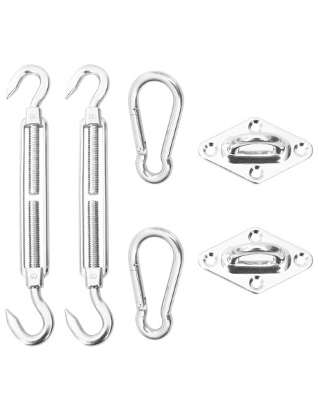 Kit di Fissaggio Vela Parasole 6 pz in Acciaio Inossidabile