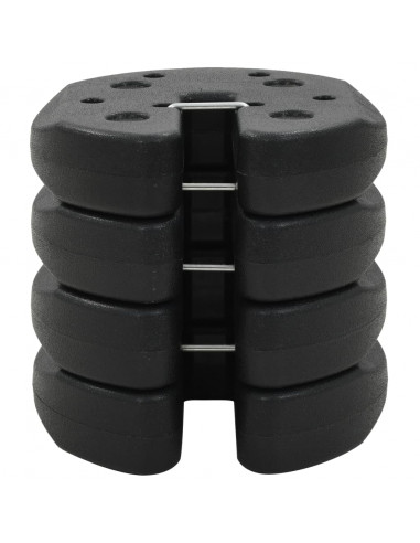 Piastre di Peso per Gazebo 4 pz Nere 220x50 mm in Cemento