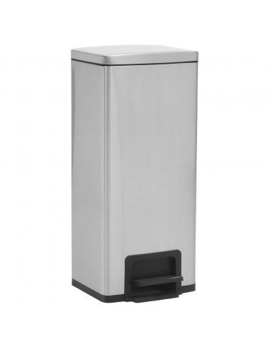 Pattumiera a Pedale Anti-Impronte 30 L Argento in Acciaio Inox