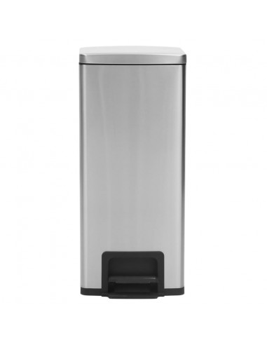 Pattumiera a Pedale Anti-Impronte 30 L Argento in Acciaio Inox