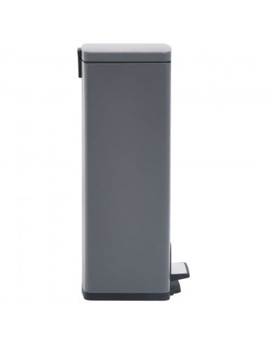 Pattumiera a Pedale Anti-Impronte 30 L Grigia in Acciaio Inox