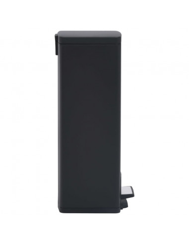 Pattumiera a Pedale Anti-Impronte 30 L Nera in Acciaio Inox