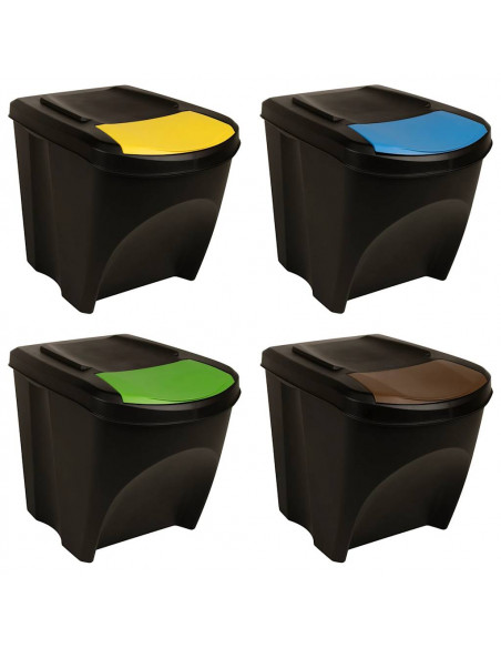 Cestini per Rifiuti Impilabili 3 pz Antracite 75 L
