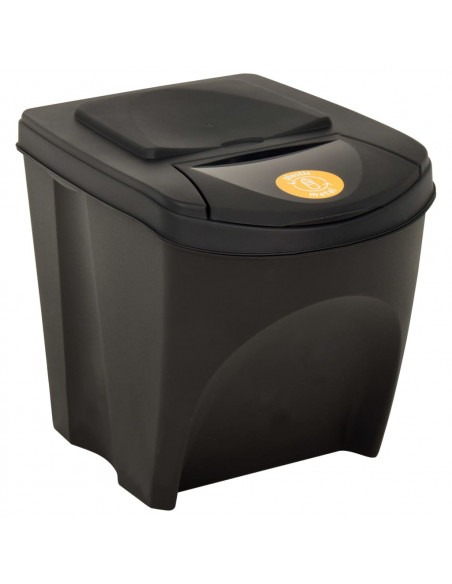 Cestini per Rifiuti Impilabili 3 pz Antracite 75 L