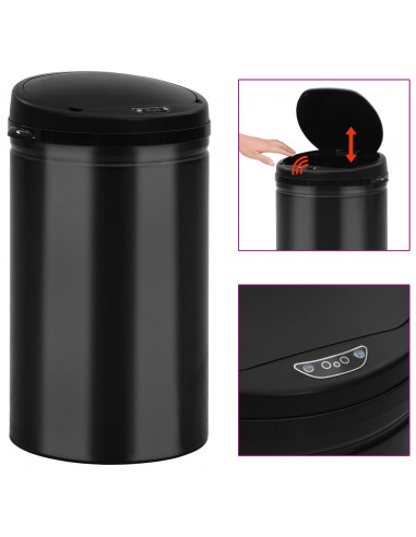 Pattumiera Automatica con Sensore 40 L Acciaio al Carbonio Nero