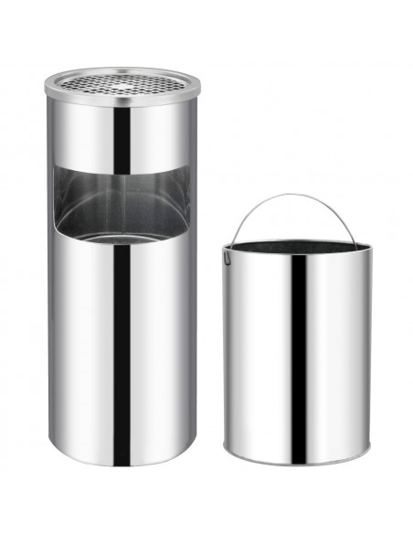 Pattumiera con Posacenere da Albergo 30 L Acciaio Inox
