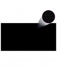 Pellicola Solare Galleggiante Piscina Rettangolare 10x5 m Nera 2