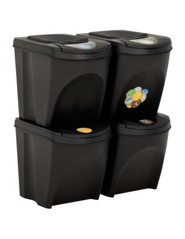 Cestini per Rifiuti Impilabili 4 pz Antracite 100 L