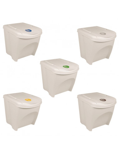 Contenitori Impilabili per Rifiuti 3pz Bianco 75L Polipropilene