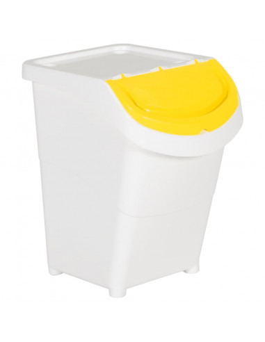 Cestini per Rifiuti Impilabili con Coperchi 3pz Bianchi PP 120L