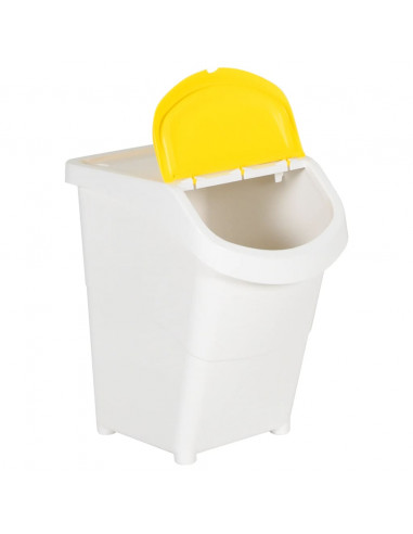 Cestini per Rifiuti Impilabili con Coperchi 3pz Bianchi PP 120L