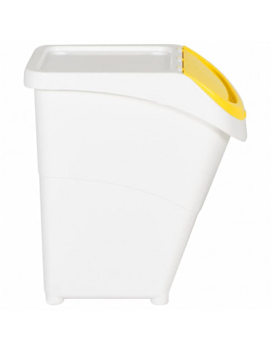 Cestini per Rifiuti Impilabili con Coperchi 3pz Bianchi PP 120L