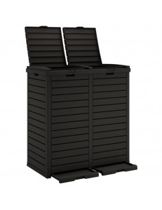 Cestino per Rifiuti da Esterno Nero 78x41x86 cm Polipropilene 2