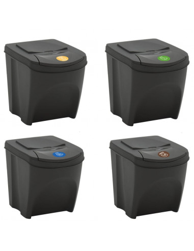 Contenitori Impilabili Rifiuti 4 pz Grigio 100 L Polipropilene