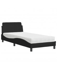 Letto con Materasso Nero 90x200 cm in Tessuto 2