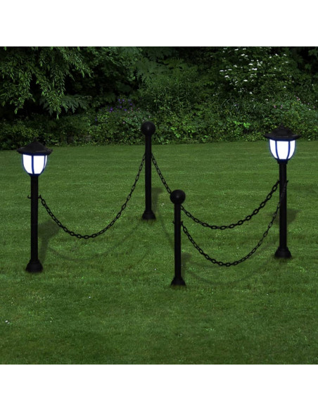 Lampioncini Solari 4 pz con Catena di Recinzione e Paletti