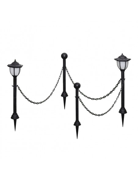 Lampioncini Solari 4 pz con Catena di Recinzione e Paletti
