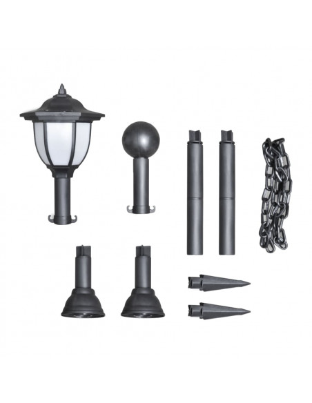 Lampioncini Solari 4 pz con Catena di Recinzione e Paletti