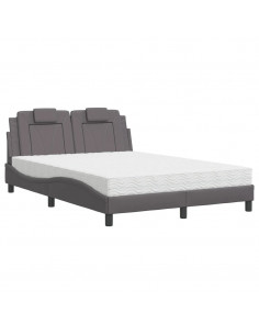 Letto con Materasso Grigio 140x190 cm in Similpelle 2