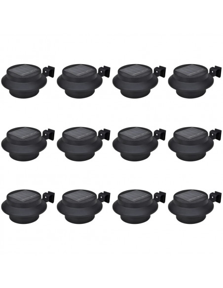 Lampade Solari da Esterno per Recinzioni 12 pz LED Nero