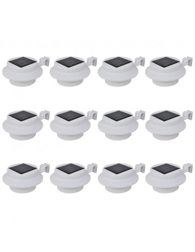 Lampade Solari da Esterno per Recinzioni 12 pz LED Bianco