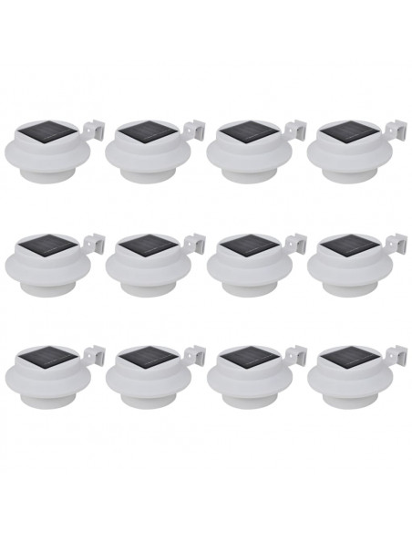 Lampade Solari da Esterno per Recinzioni 12 pz LED Bianco