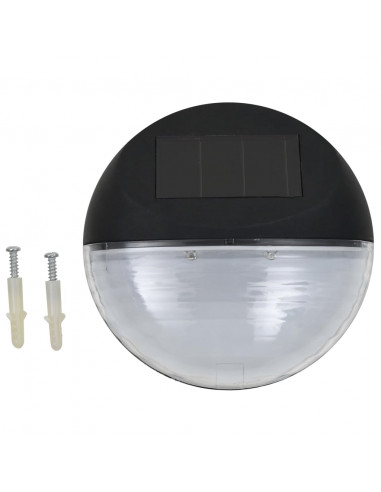Lampade Solari da Parete da Esterno a LED 24 pz Rotonde Nere