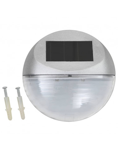Lampade Solari da Parete da Esterno a LED 24 pz Rotonde Argento