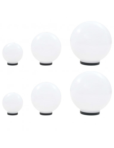 Set Lampade a LED Sferiche 6 pz 20/30/40 cm in PMMA