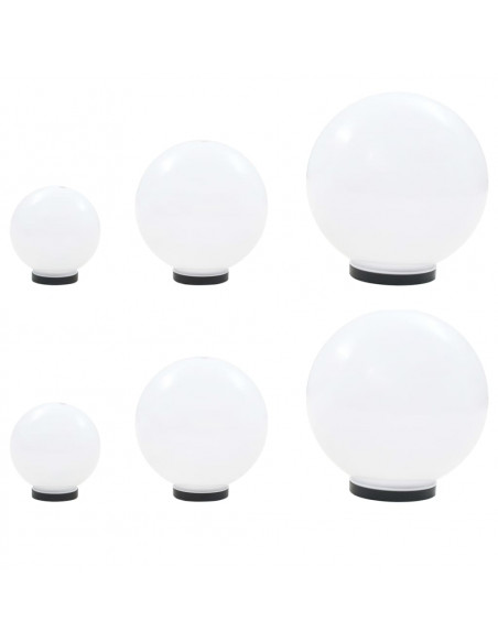Set Lampade a LED Sferiche 6 pz 20/30/40 cm in PMMA